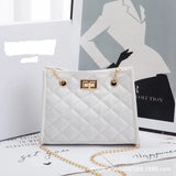 Women's Chain Crossbody Bag Diamond Lattice Shoulder Bag Leather Plaid Handbag