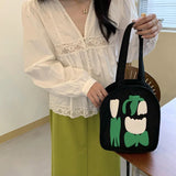 Tulip Shoulder Bag for Girls Summer Canvas Flower Tote Handbags