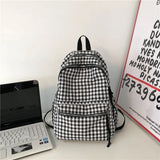 Checkerboard Rucksack Women's School Bag Plaid College Backpack
