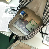 Checkerboard Rucksack Women's School Bag Plaid College Backpack