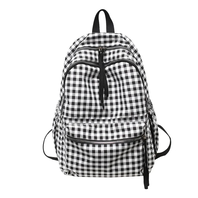 Checkerboard Rucksack Women's School Bag Plaid College Backpack