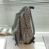 Checkerboard Rucksack Women's School Bag Plaid College Backpack