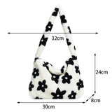 Flower Plush Bag For Women Winter Underarm Bag