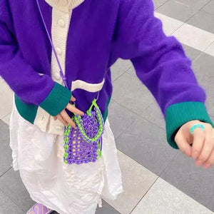 Hand-woven Beach Woman Phone Tote Bag Soft Shoulder Messenger