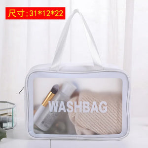 Pink Waterproof Transparent Toiletry Bag Large Capacity