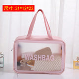 Pink Waterproof Transparent Toiletry Bag Large Capacity