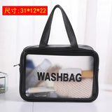 Pink Waterproof Transparent Toiletry Bag Large Capacity