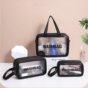 Pink Waterproof Transparent Toiletry Bag Large Capacity