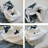 Star Print Canvas Women's Shopping Bag Casual Soft Texture Tote