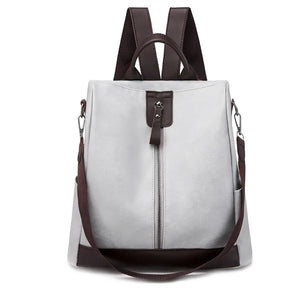 Striped Bags Women Zipper Backpack PU Leather School Crossbody Shoulder