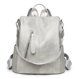 Women Zipper Leather Backpack Crossbody Shoulder School Bags