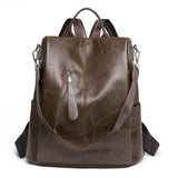 Women Zipper Leather Backpack Crossbody Shoulder School Bags