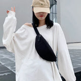 Canvas Chest Bag Solid Crossbody Messenger Bag Travel Belt Purse Fanny Pack