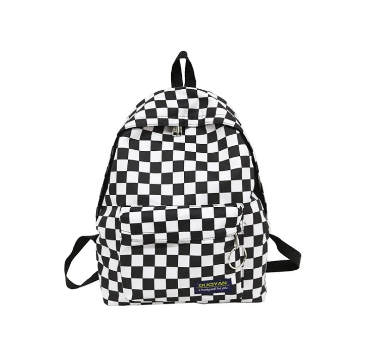 Plaid Student Backpack Large Capacity Lightweight