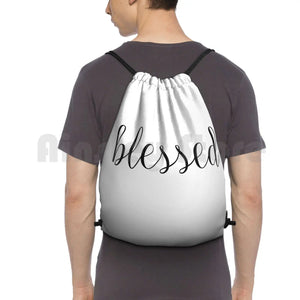 Blessed Drawstring Backpack Gym Bag - Christian Motivational Colors