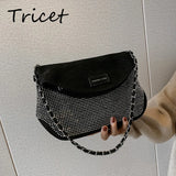 Crystal Shoulder Bag Cross Chain Flap Body Bag Women Stylish Lady Hand Bags