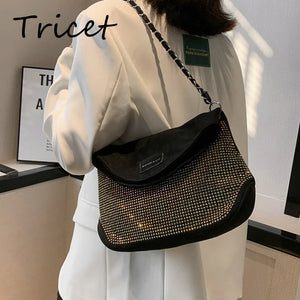 Crystal Shoulder Bag Cross Chain Flap Body Bag Women Stylish Lady Hand Bags