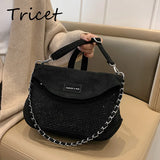 Crystal Shoulder Bag Cross Chain Flap Body Bag Women Stylish Lady Hand Bags
