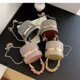 Bling Diamond Crossbody Messenger Bag Women Barrel-shaped Shoulder Handbag