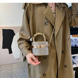 Bling Diamond Crossbody Messenger Bag Women Barrel-shaped Shoulder Handbag
