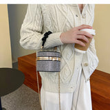 Bling Diamond Crossbody Messenger Bag Women Barrel-shaped Shoulder Handbag