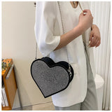 Heart Shaped Diamond Handbag Crossbody Wallet Chain Bag