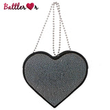 Heart Shaped Diamond Handbag Crossbody Wallet Chain Bag