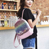 Shining Sequin Backpack Floral School Bag Teenager Handbag