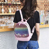 Floral Sequin Backpack Women Shining School Bag Teen Love Handbag