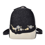 Shining Sequin Backpack Floral School Bag Teenager Handbag