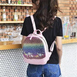 Floral Embroidery Sequins Backpack Women Small School Bag