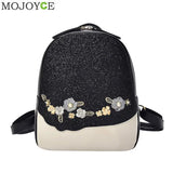 Floral Embroidery Sequins Backpack Women Small School Bag