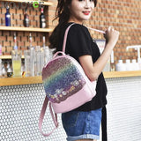 Floral Embroidery Sequins Backpack Women Small School Bag