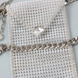 Rhinestone Waist Chain with Phone Bag and Lipstick Purse