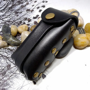 Hand-made Leather Drawstring Car Key Bag for Men Women