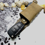 Hand-made Leather Drawstring Car Key Bag for Men Women