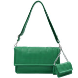 2 Bags Square Crossbody Handbag Winter PU Leather Women's Shoulder Bag