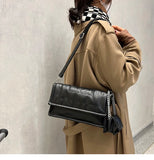 2 Bags Square Crossbody Handbag Winter PU Leather Women's Shoulder Bag