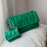 2 Bags Square Crossbody Handbag Winter PU Leather Women's Shoulder Bag