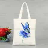 Butterfly Flying Flower Korea Ulzzang Shopper Bag Print Canvas Tote Bag