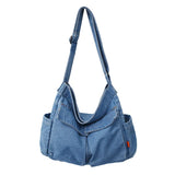 Canvas Denim Literary Multi-pocket College Student Bag