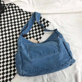 Canvas Denim Literary Multi-pocket College Student Bag