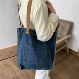 Denim Canvas Retro Women's Shopping Bag Waterproof Portable Shoulder