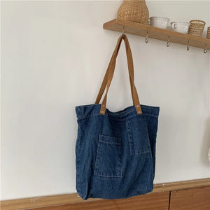 Denim Canvas Retro Women's Shopping Bag Waterproof Portable Shoulder