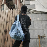 Denim Laptop Capacity Women College Students Daily Class Backpack
