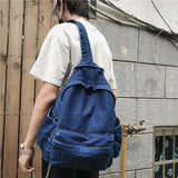 Denim Laptop Capacity Women College Students Daily Class Backpack