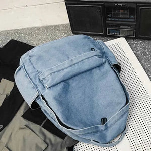 Denim Laptop Capacity Women College Students Daily Class Backpack