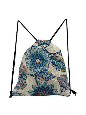 Floral Drawstring Backpack Gym Bag Women Swimming Travel Storage Bag