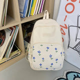 Flower Letter Print High School Backpack Girls Student Travel Bag