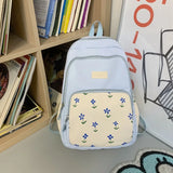 Flower Letter Print High School Backpack Girls Student Travel Bag